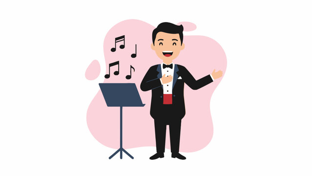 Male opera singer performing vocal music with music stand