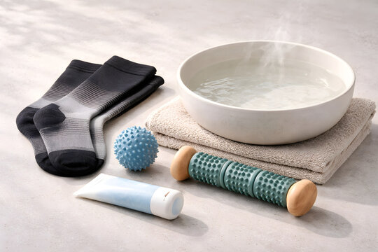 Foot Recovery Wellness Still Life with Compression Socks