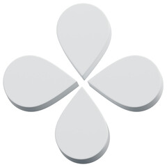 Naklejka premium 3D White Abstract Teardrop Clover Symmetry Shape