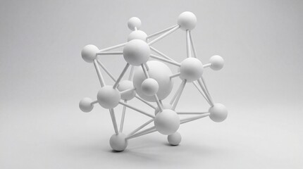 Obraz premium Molecular structure, 3D model, white spheres and lines, chemistry, scientific illustration