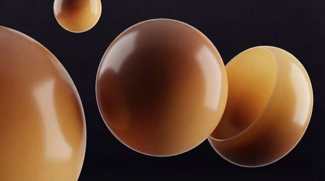 Brown shiny spheres, metallic balls, reflective orbs, 3D render