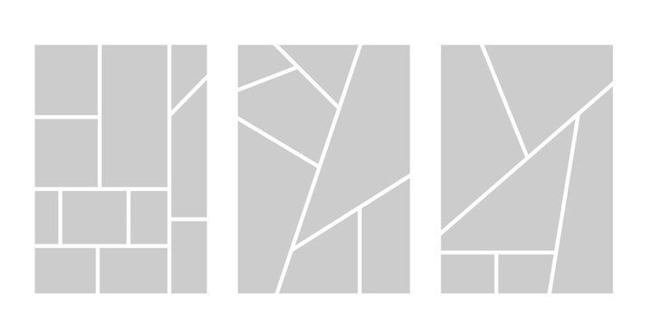 Set of comic 4 frame photo collage layout