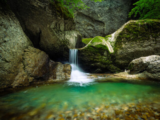 Beautiful waterfall called Rossfall in Urnäsch, Appenzell, Switzerland.