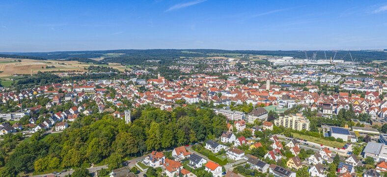 Luftbild der Kreisstadt Ehingen an der Donau in Baden-W&uuml;rttemberg