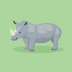 Naklejka premium Horned Rhinoceros Shape Grey Colored Isolated Vector for Logo