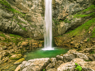 Powerfull waterfall Leuenfall, Appenzell, Switzerland.