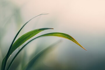 Obraz premium Close-up of vibrant green grass blades with a soft, blurred background.