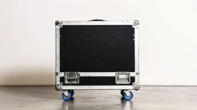 Black flight case built for heavy duty protection and transport of sensitive equipment, ready for events or touring