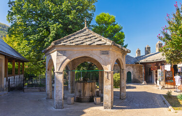 Fototapeta premium Shadirvan ritual fountain in the courtyard of Koski Mehmed Pasha Mosque, Mostar, Bosnia and Herzegovina