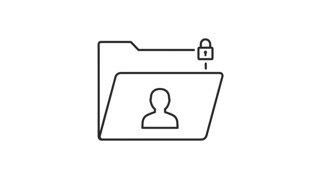 Secure folder containing a person icon and topped with a locked padlock, symbolizing data privacy, user security, and confidential information protection.
