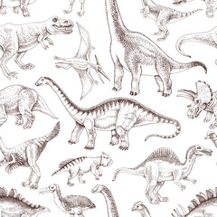 Dinosaurs hand drawn seamless pattern © Marina Gorskaya