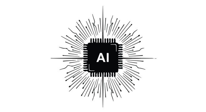 Central processing unit with AI designation symbolizes intelligent technology and innovation.