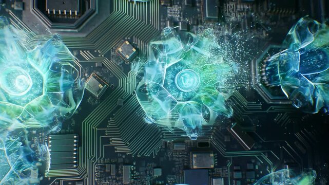 Innovative Biological And Nanotech Imagery. Colorful Displays Of Micro And Nano Advancements