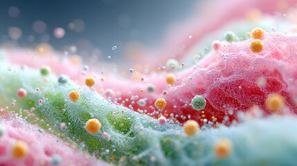 Obraz na płótnie Canvas Dermal protection concept with skin flora and healthy microbiome