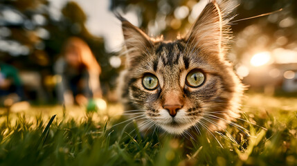 Fototapeta premium cat in the grass