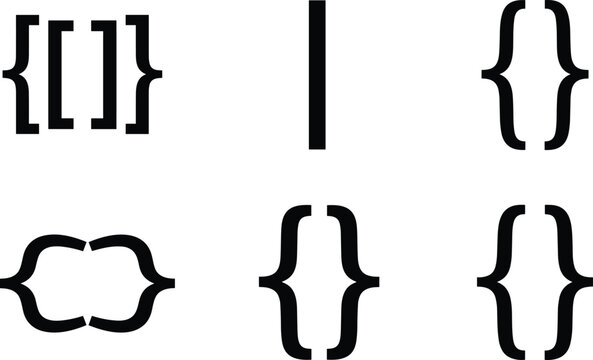 Bracket and brace icon vector illustration, mathematical symbols design, programming syntax artwork, coding notation concept, abstract graphic elements - flat vector illustration