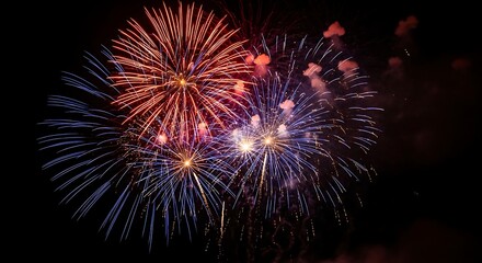 Obraz premium Vibrant fireworks explode on independence day celebrations