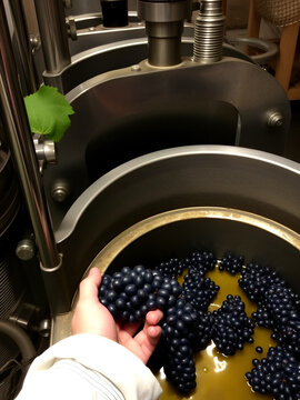 The wine-making process featuring grape pressing, highlighting the step-by-step procedure.