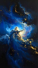 Obraz premium A swirling cosmic scene with shades of blue and gold