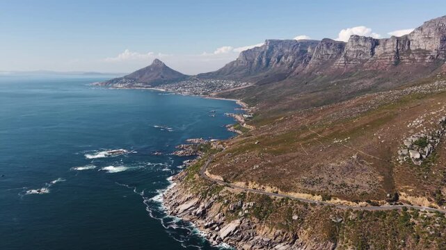 Aerial view of Cape Town coastline, South Africa