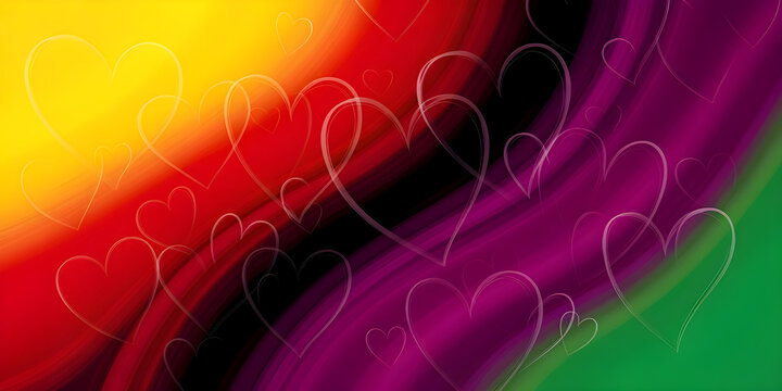 abstract colourful background with heart and waves