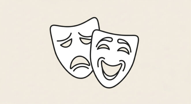 Comedy and Tragedy Masks - A Symbolic Representation of Human Emotions.