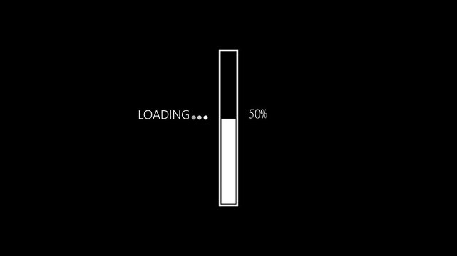 Loading animation progress bar with percentage on black background loading screen