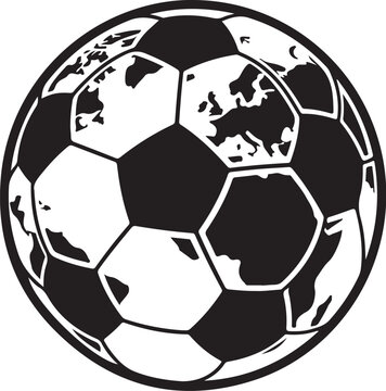 Black and White Soccer Ball with World Map Design