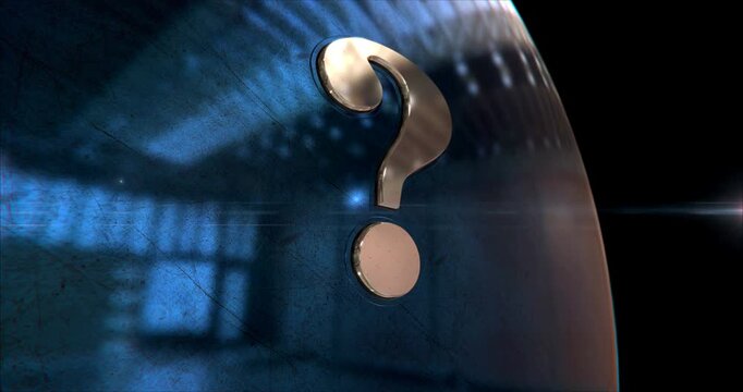 Question mark symbol 3d spectacular metal abstract concept animation