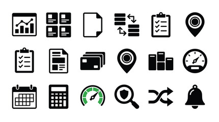 Fototapeta premium Set of 20 Black Business and Data Vector Icons