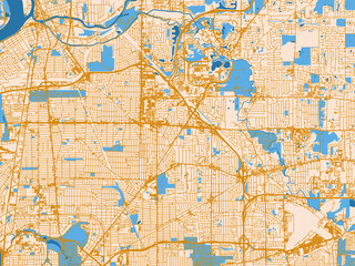 Fototapeta premium City map of Amherst, New York – mustard-gold streets on cream