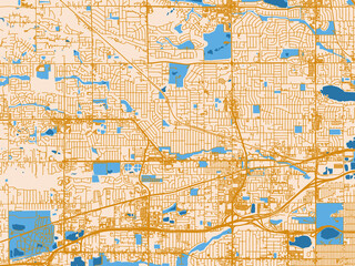 Fototapeta premium City map of Arvada, Colorado – cream map with golden roads