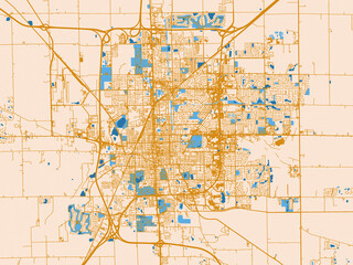 Fototapeta premium Street network map — Bloomington, Illinois