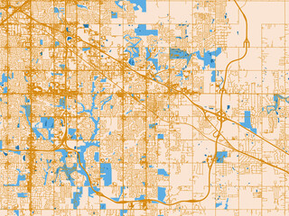 Fototapeta premium Infographic city map of Broken Arrow, Oklahoma