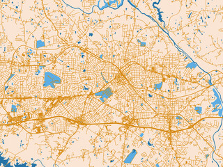 Fototapeta premium Decorative city map of Burlington, North Carolina