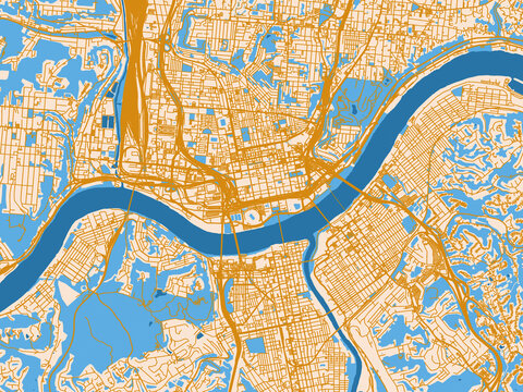 Urban grid map of Cincinnati, Ohio