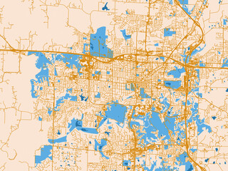 Fototapeta premium Street map of Columbia, Missouri in cream map with golden roads