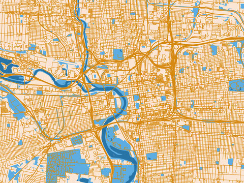 Simplified city layout of Columbus Center, Ohio