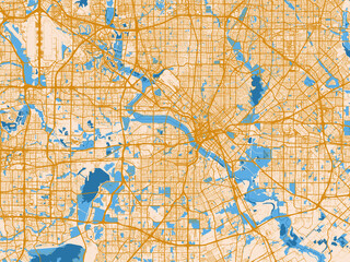 Naklejka premium City cartography of Dallas, Texas