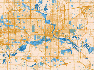 Fototapeta premium City cartography of Des Moines, Iowa
