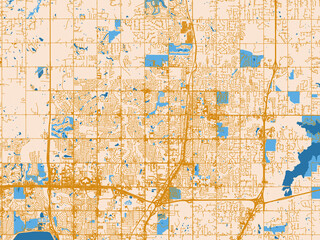 Fototapeta premium Geographic city layout of Edmond, Oklahoma