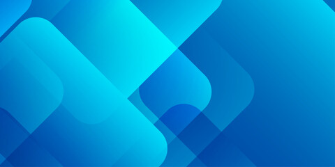 Obraz premium Abstract blue geometric background with overlapping transparent rounded squares and subtle gradients for tech designs