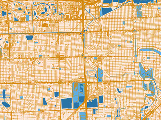 Fototapeta premium Street network map of Flagami, Florida