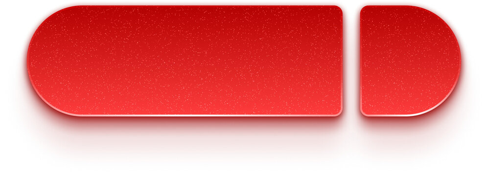 3D red glossy split button with vertical divider on the right