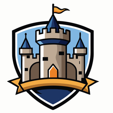 logo design vector illustration medieval castle detailed stone texture