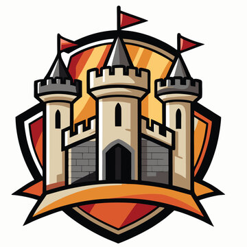 logo design vector illustration medieval castle detailed stone texture