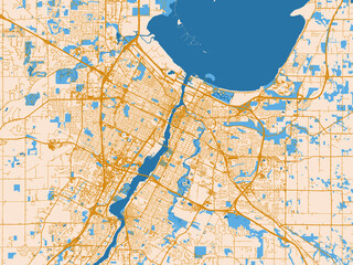 Naklejka premium Urban planning style map of Green Bay, Wisconsin