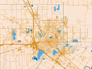 Fototapeta premium Graphic city map artwork of Harlingen, Texas