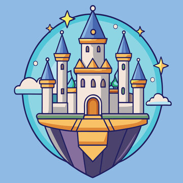 logo design vector illustration  fantasy castle magical glowing