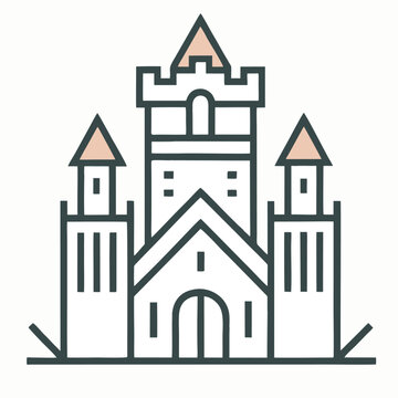logo design vector illustration minimalist line art castle